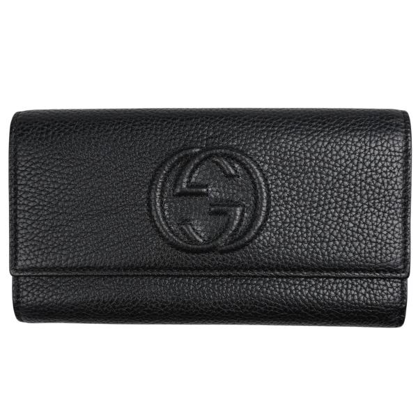 グッチ ソーホー 二つ折り 長財布 レディース 【中古】 GUCCI（グッチ） ソーホー 二つ折り 長財布 レザー ブラック 598206