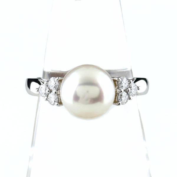 【新品同様】ミキモト　Pt950 アコヤ　本真珠　パール　リング　指輪　ダイヤ MIKIMOTO（ミキモト） パール デザインリング プラチナ 指輪