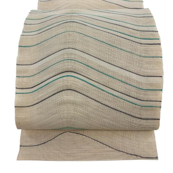 美品 名古屋帯 秀品 夏帯 松葉仕立て トンネル仕立て 八寸名古屋帯 縞