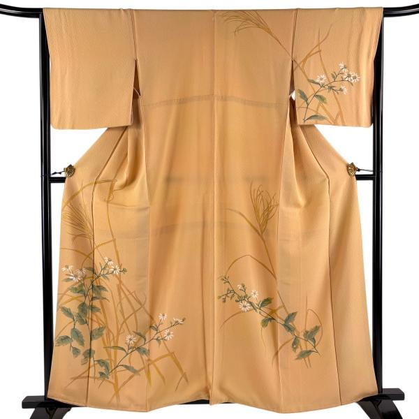 付下げ 身丈165.5cm 裄丈67.5cm 正絹 逸品 【中古】 美品 付下げ 身丈165cm 裄丈64cm M 袷 鮫 ぼかし よもぎ色 正絹 秀品