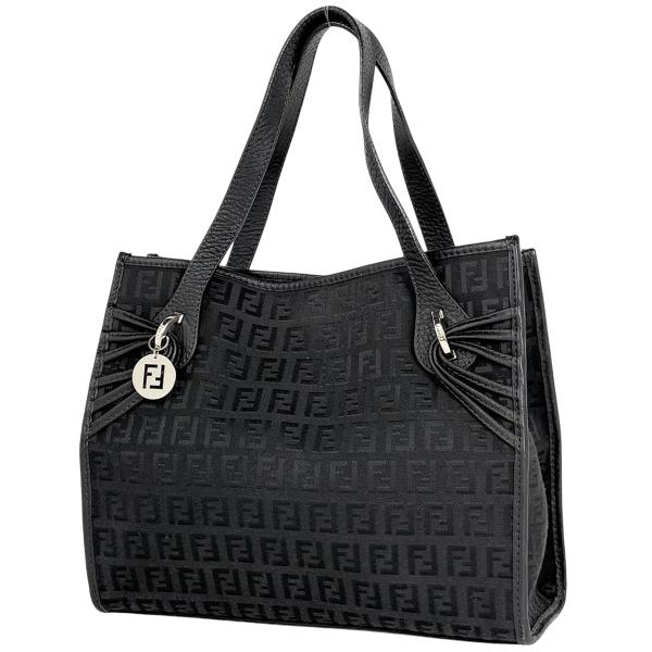 フェンディ ズッキーノ バニティ ハンドバッグ 黒 FENDI（フェンディ） ズッキーノ柄 ハンドバッグ キャンバス ブラック