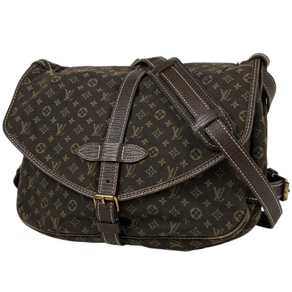 ★3日以内返品可★  LOUIS VUITTON ルイ・ヴィトン ミニラン ソミュール30 エベヌ M95227 ショルダーバッグ ブラウン コーティングキャンバス レディース LOUIS VUITTON（ルイ・ヴィトン） ソミュール30 斜め掛け ショルダー
