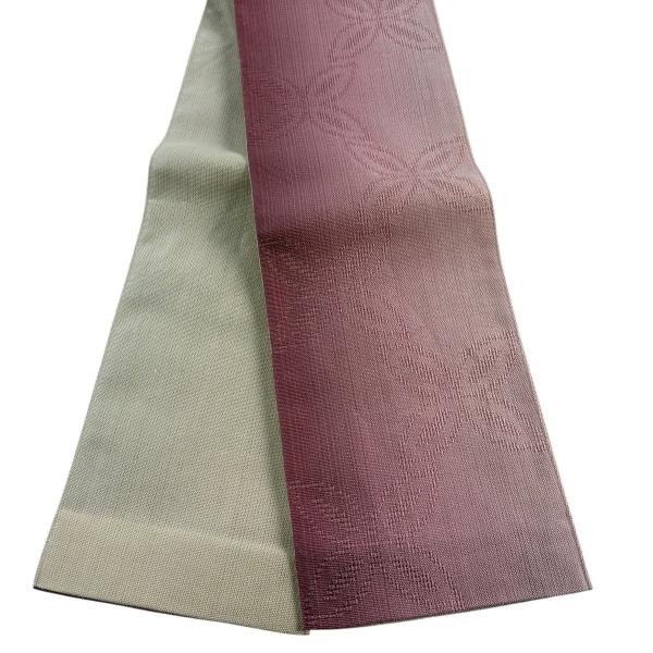 美品 半幅帯 秀品 花 ピンク 正絹 中古