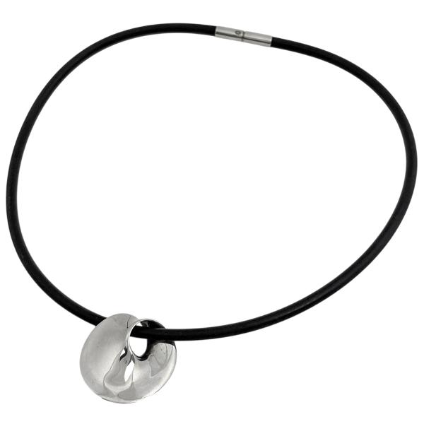 ジョージジェンセン Georg Jensen メビウス ネックレス 374 シルバー925 ラバー シルバー ブラック レディース 中古 在庫一掃