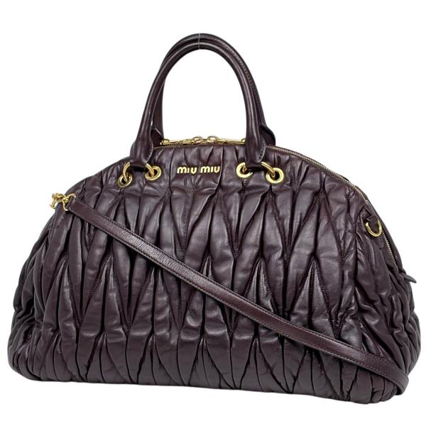 ミュウ Miu マテラッセ ハンドバッグ 2WAY レザー ボルドー レディース