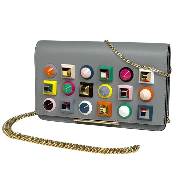FENDI（フェンディ） スタッズ チェーン ウォレット レインボー マルチ