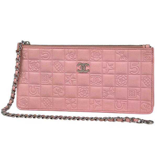 CHANEL ピンク レザー ポーチ CHANEL（シャネル） アイコンライン チェーン ポーチ ハンドバッグ