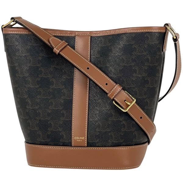 CELINE トリオンフ バケットバッグ ブラウン　ミニ CELINE（セリーヌ） トリオンフ スモール バケット バケツ型