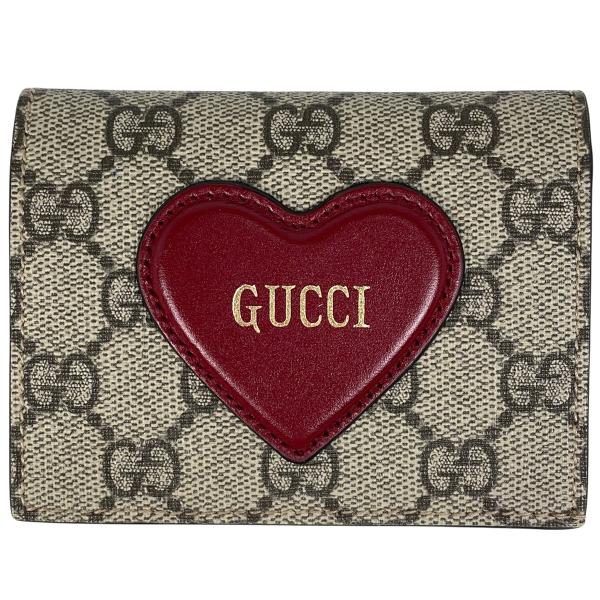 GUCCI（グッチ） GUCCI GG柄 二つ折り財布 ハート レザー ベージュ
