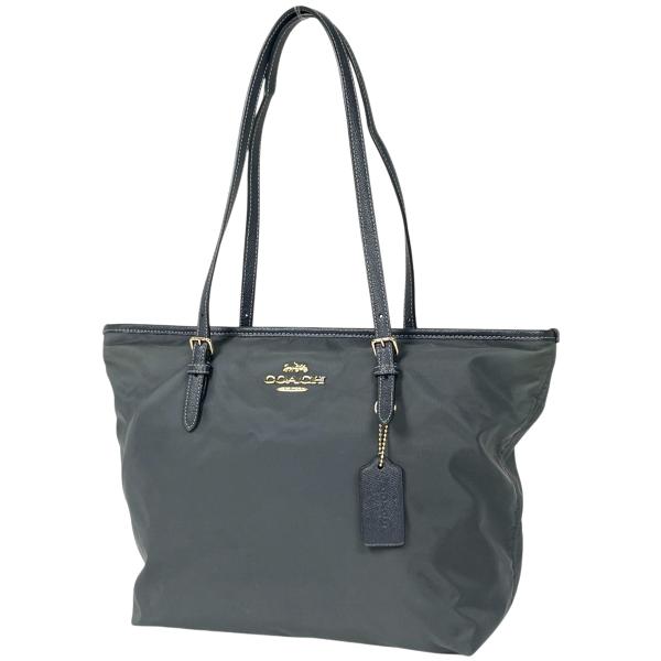 COACH（コーチ） ロゴ トートバッグ ナイロン グレー ネイビー F25907