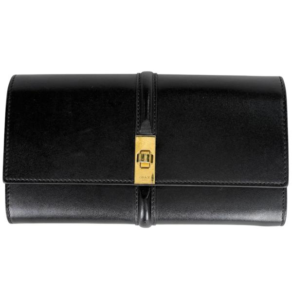 CELINE（セリーヌ） 長財布 二つ折り レザー ブラック レディース 中古