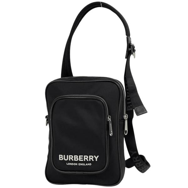 【美品】バーバリーロンドン ボディバッグ ロゴ ナイロン ブラック BURBERRY（バーバリー） ボディバッグ ロゴ ナイロン ブラック
