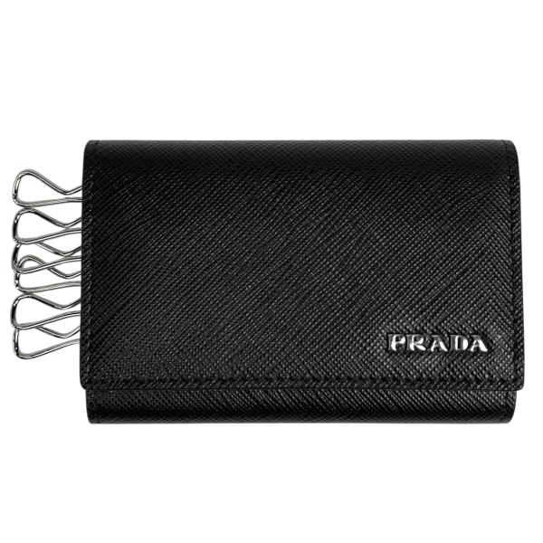 PRADA（プラダ） ロゴ 6連 キーケース キーリング 鍵入れ レザー ネロ