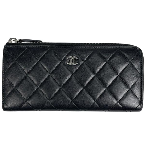 CHANEL 長サイフ マトラッセ_ココマーク_BLK CHANEL（シャネル） ココマーク L字ファスナー 長財布 マトラッセ