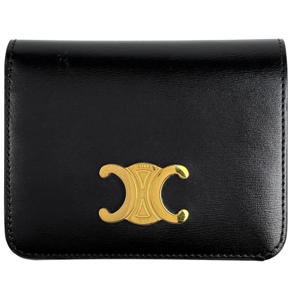 CELINE（セリーヌ） トリオンフ 二つ折り財布 レザー ブラック