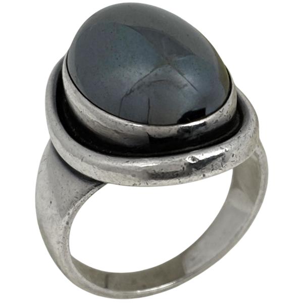 ジョージジェンセン Georg Jensen オーバル リング 46A ヘマタイト 14号 シルバー925 シルバー レディース 中古