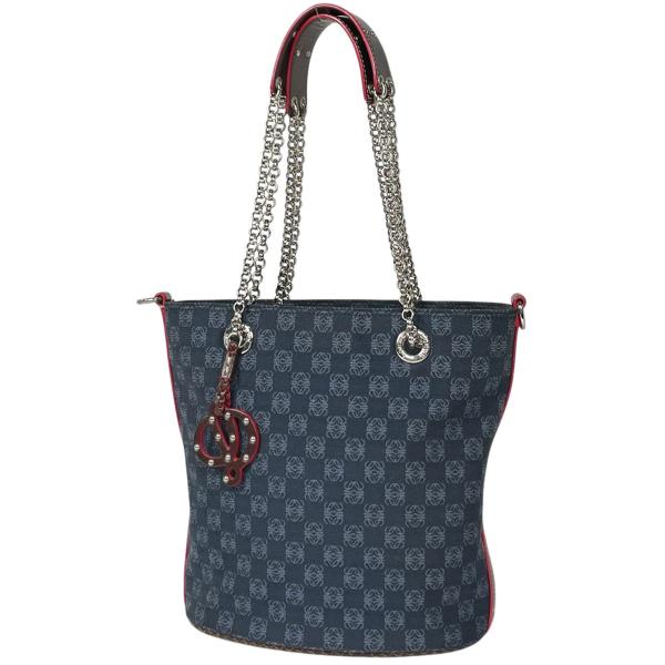 【LOEWE】美品 ロエベ アナグラム キャンバス ショルダーバッグ LOEWE（ロエベ） アナグラム チェーンショルダーバッグ ロゴ トート