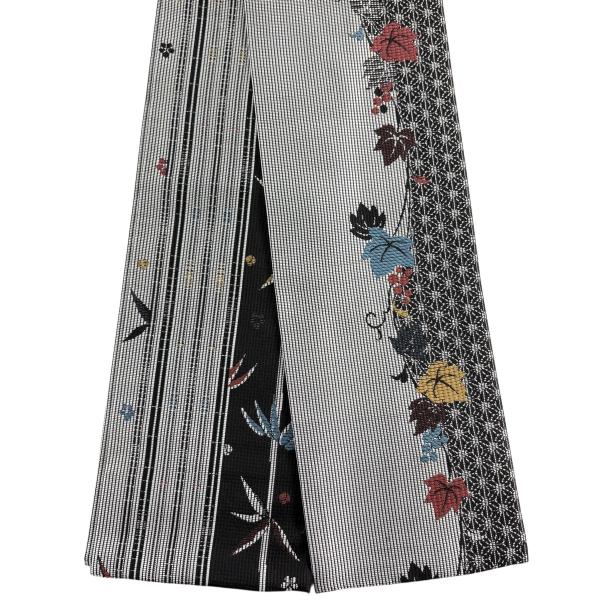 美品 半幅帯 名品 葡萄 縞 黒 正絹 中古