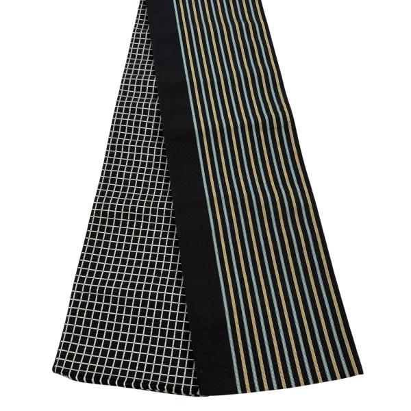 半幅帯 秀品 証紙あり 博多織 縞 黒 正絹 中古