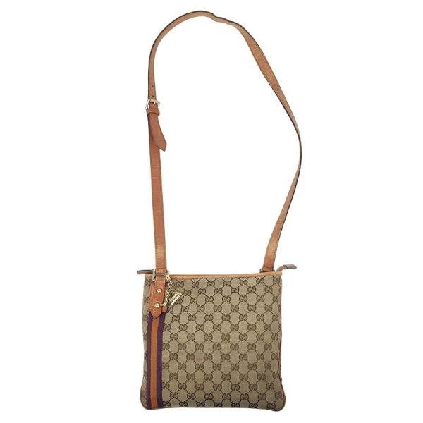 グッチ Gucci Ggキャンバス ショルダーバッグ 中古 レザー キャンバス 蔵 レディース