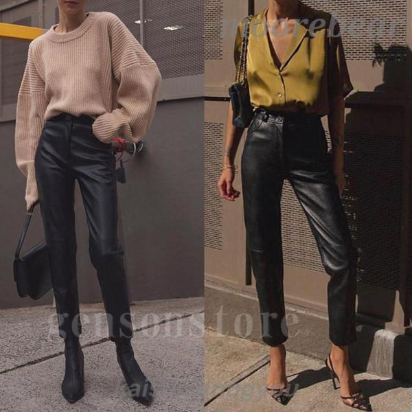 美品‼️フェイクレザー七分丈パンツ　この秋！活躍 美品‼️フェイクレザー七分丈パンツ この秋！活躍 Amazon.co.jp