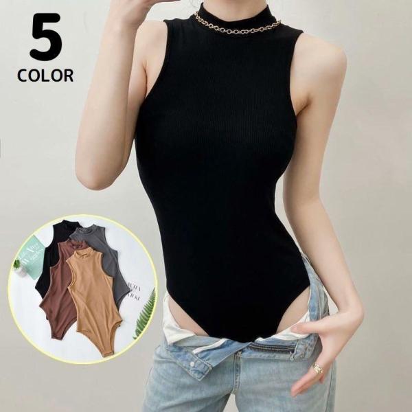 ノースリーブカットソー ボディスーツ レディース トップス