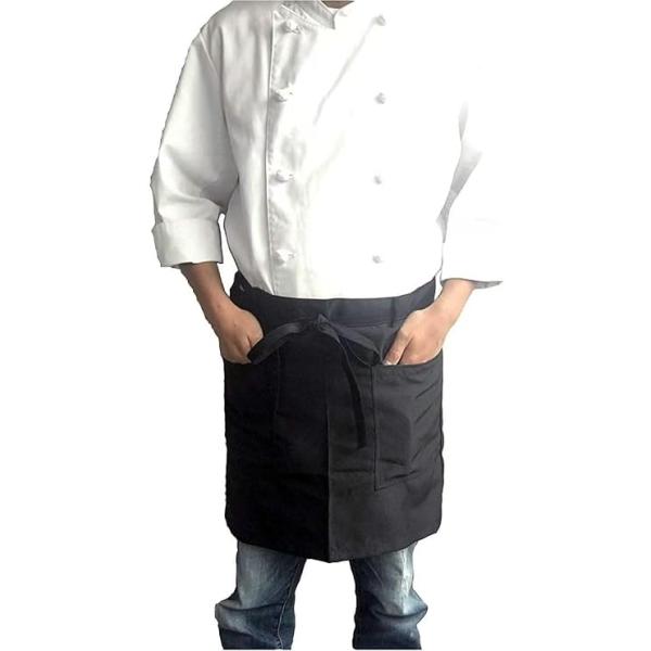 LOKIPA お尻が隠れるショートエプロン 男女兼用 業務用 (43.5cm、ブラック)