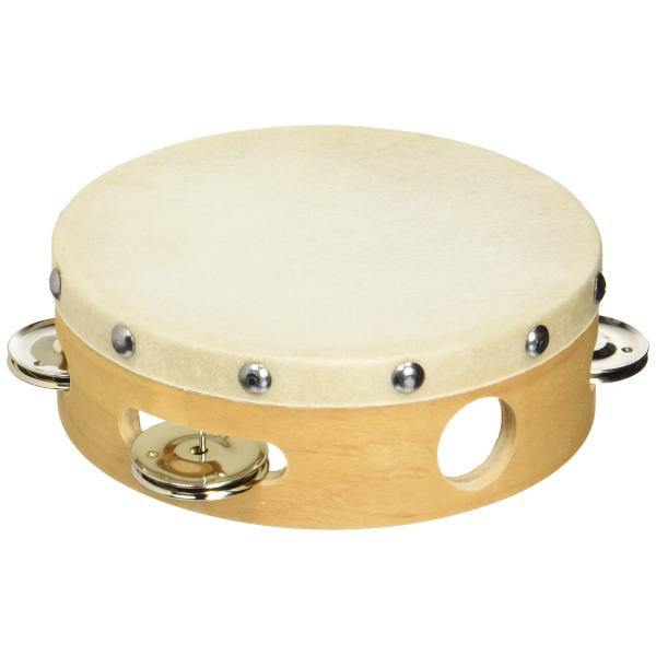 学校でも使用される。キクタニ 皮付きタンブリン 15cm TMB-15 ナチュラル