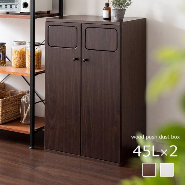 (2/13まで)木製ダブルプッシュ分別ダストボックス 45L×2 kaiteki-homes_b05db-802