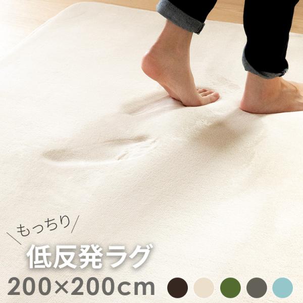 低反発ラグ 200 × 200cm 低反発 ラグ 滑り止め付き ラグマット ふわふわ もちもち 絨毯 じゅうたん おしゃれ 厚手 ホットカーペット対応 撥水 防ダニ 抗菌