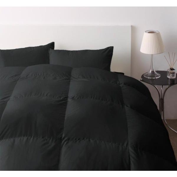 羽毛布団セット ベッド用８点 セミダブルサイズ 色-サイレントブラック