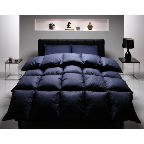 布団セット ベッド用１０点 ダブルサイズ 色-ミッドナイトブルー