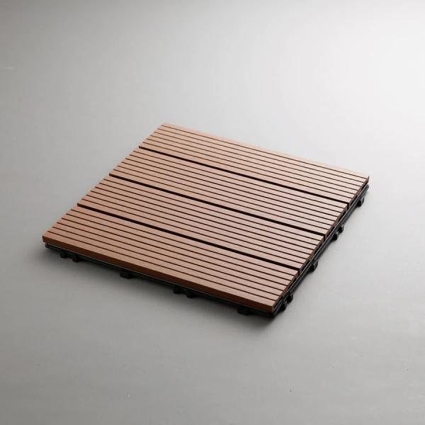 【重要なお知らせ】2019年8月22日午後12時より新型パネルになりました※裏側接続部分変更ウッドタイル　人工木 ウッドパネル　ウッドデッキ 仕　　様◆サイズ：1枚（約）幅300*奥行300*高さ21mm◆材　質：上部：人工木材　下部：ポリ...