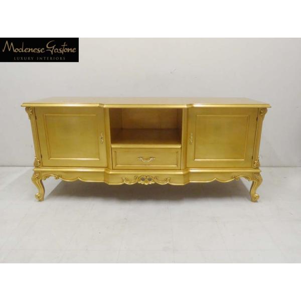 高級イタリア製■Modenese Gastone モデネーゼ ガストーネ■ラグジュアリーインテリア ゴールド テレビ台 AVボード サイドボード