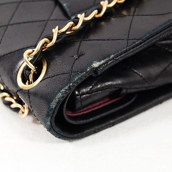 Second Hand Chanel Bag Matrasse 25 Double Flap Chain Shoulder Lambskin Black | eBay