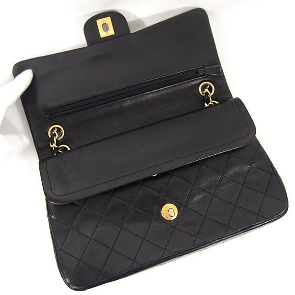 Second Hand Chanel Bag Matrasse 25 Double Flap Chain Shoulder Lambskin Black | eBay