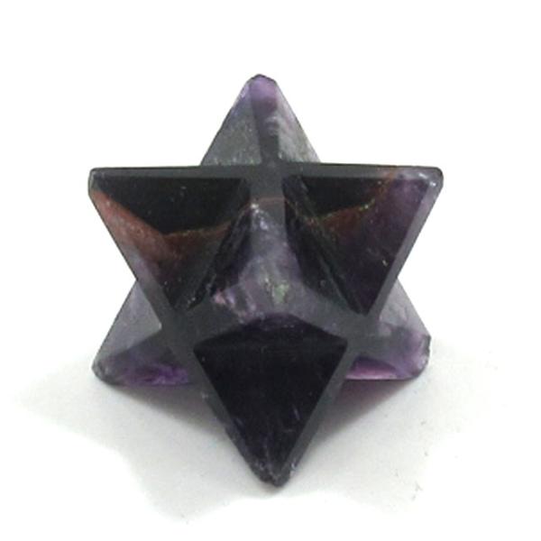 ※本商品はメール便での発送となり、ポスト投函となります。天然石、パワーストーンのアメジスト（紫水晶）で作製されたマルカバスター、マカバスター、ヘキサグラム、六芒星の置物MSサイズです。マルカバスター（六芒星）には、その形から「相反するエネル...