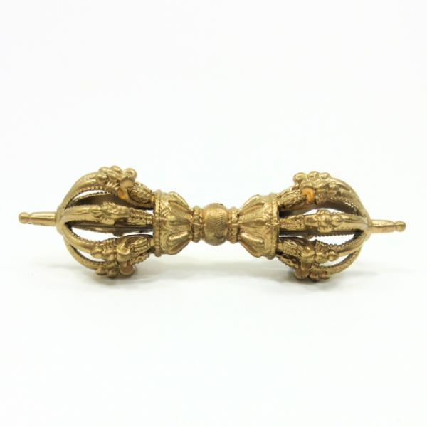 金剛杵 バジュラ 九鈷杵 密教法具 真鍮 長さ約9．2cm 金色