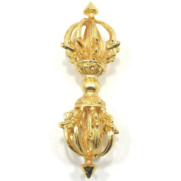 バジュラ 金剛杵 九鈷杵 長さ約11．5cm 金メッキ 仏具 前具 密教