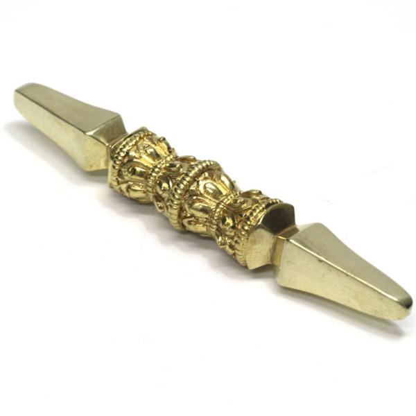チベット密教 新品 プルパ 金メッキ 龍 金剛杵 約12センチ 594