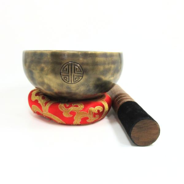 レア 加厚二重構造 満月シンギングボウル 瞑想用セット シンギングボウル 7メタル 約11.5cm B 満月文様 手打ち 音浄化 ヨガ
