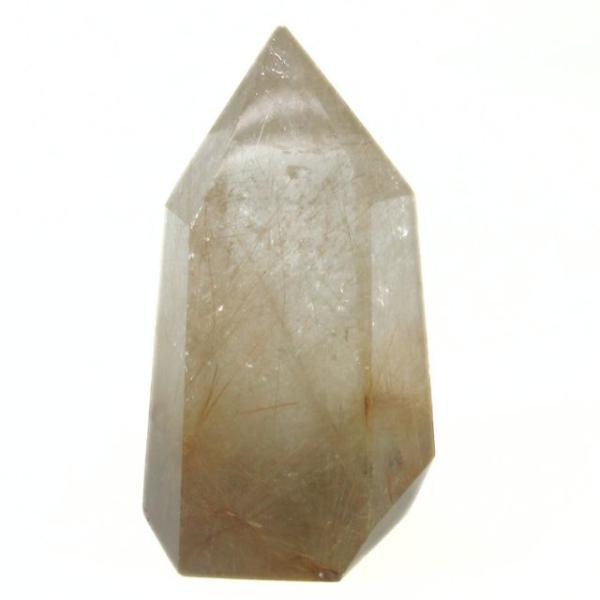 ゴールド ルチルクォーツ ポイント 置物 水晶 六角柱 高さ約