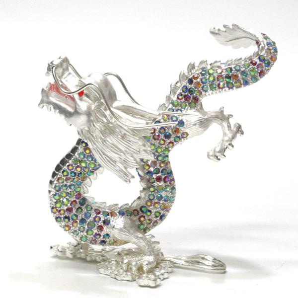 ドラゴン　龍　竜　モチーフ　厚手　ウール　ニット　プルオーバー　F　銀　ラメ kaiunworld_linecldragon-