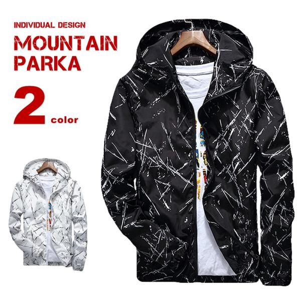 マウンテンパーカー メンズ ペイント柄 ブラック ホワイト ウィンドブレーカー ナイロンパーカー 冬 Buyee 日本代购平台 产品购物网站大全 Buyee一站式代购 Bot Online