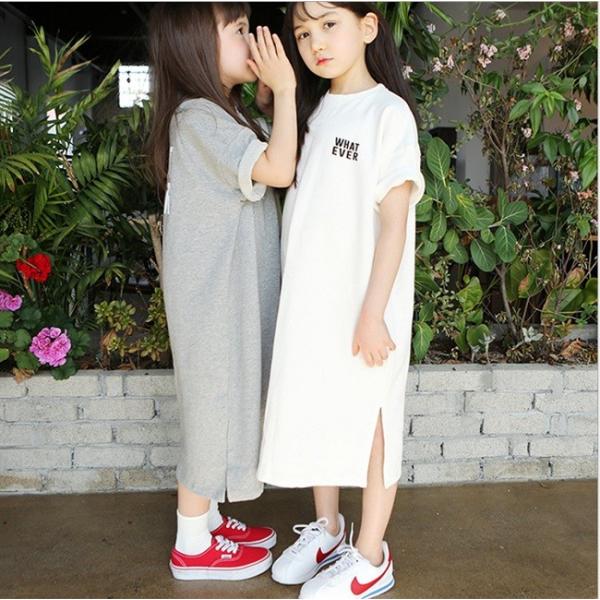 Tシャツ ワンピース モノトーン シンプル 韓国子供服