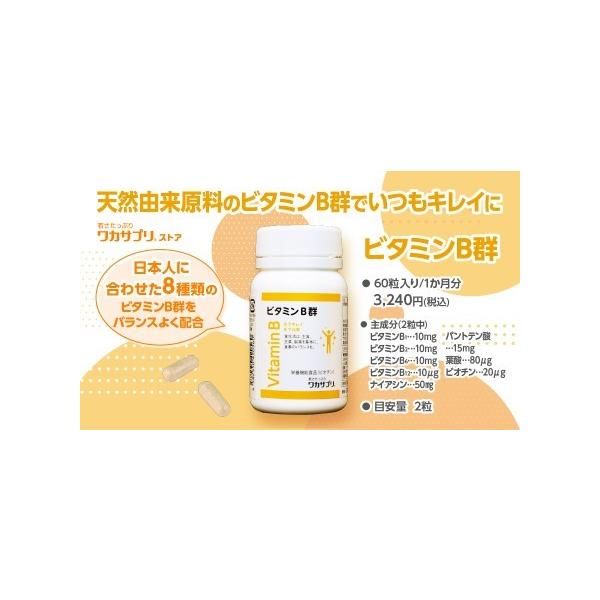 外食に気を使うの疲れた！ ビタミンB群（６０粒）日本人に合わせた処方設計  天然由来(酵母由来・植物由来)のビタミンのみを使用