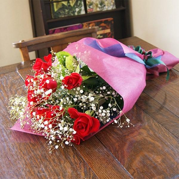 深紅 バラ ブーケ 花ギフト プレゼント 生花 花束 ひな祭り 母の日 父の日 卒業 画像 送料無料