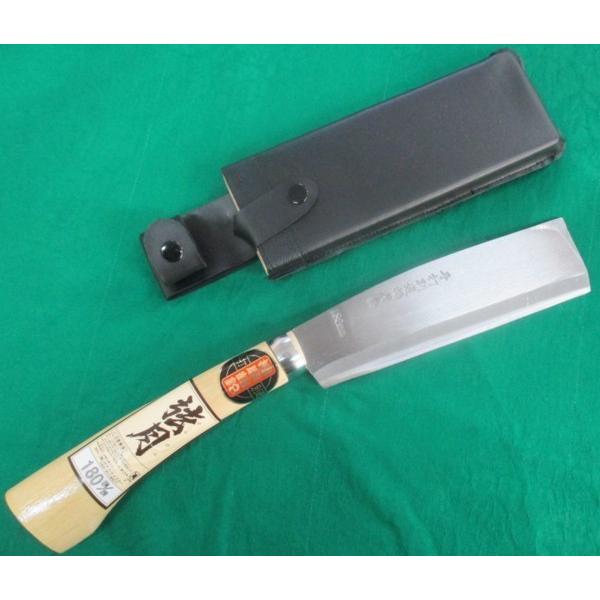 弦月 播磨鶴 手打別選 万能型鉈 ナタ 片刃180mm 木鞘付 : かかし 弦月 播磨鶴 手打別選 万能型鉈 ナタ 片刃180mm 木鞘付 : かかし