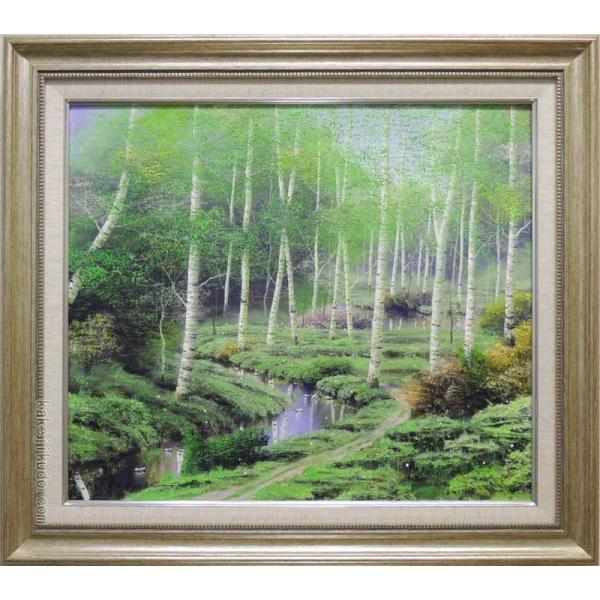 絵画 油絵 白樺林 (早瀬遼) 【肉筆】【油絵】【日本の風景 絵画 油絵 白樺林 (早瀬遼) 【肉筆】【油絵】【日本の風景