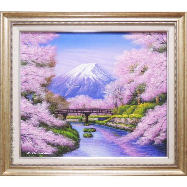 特売品 油絵大仏殿の桜 絵画/タペストリ